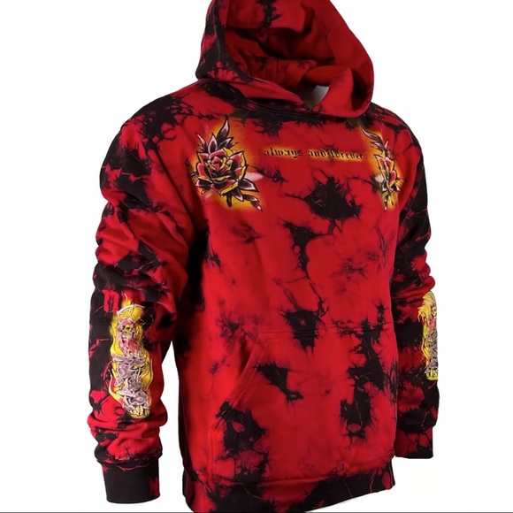 Rebel Saint by Affliction Men's Hoodie Reaper Heavyweight Premium Quality Hood - Picture 6 of 12